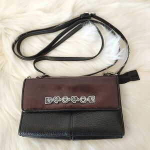 Brighton Black Maroon Crossbody Wallet